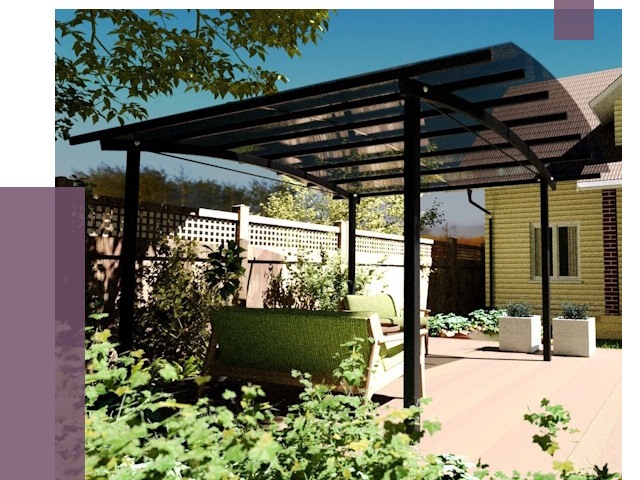 Навесы для террасы в Учалах от 12963 руб. под ключ | ПРОЛЁТ-Члы