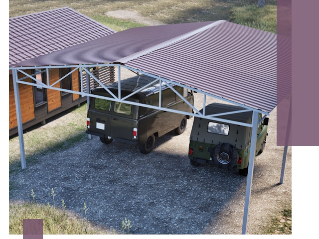 Двускатные навесы под ключ в Учалах — изготовление и монтаж